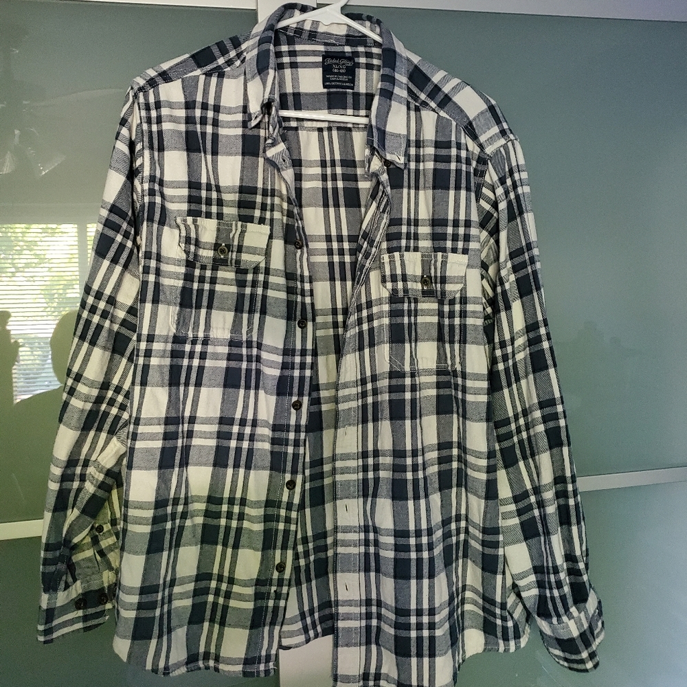 Blue and White Plaid Button Down Shirt flannel
